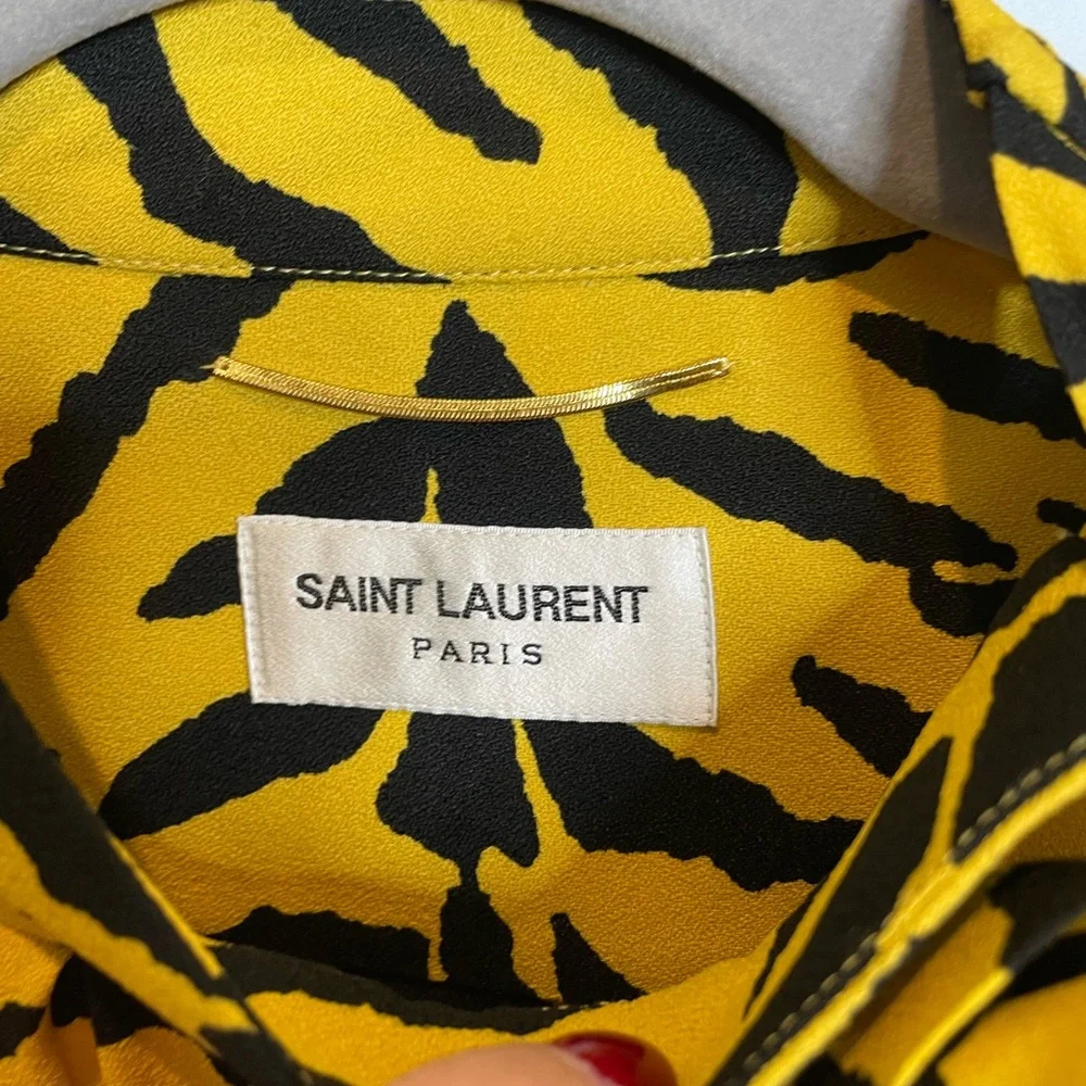 SAINT LAURENT L NWT Fr42 Short dress animal print new yellow black long sleeves - Picture 8 of 11